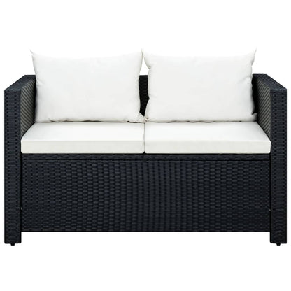 Set Divani da Giardino 3 pz con Cuscini in Polyrattan Nero | homemem39