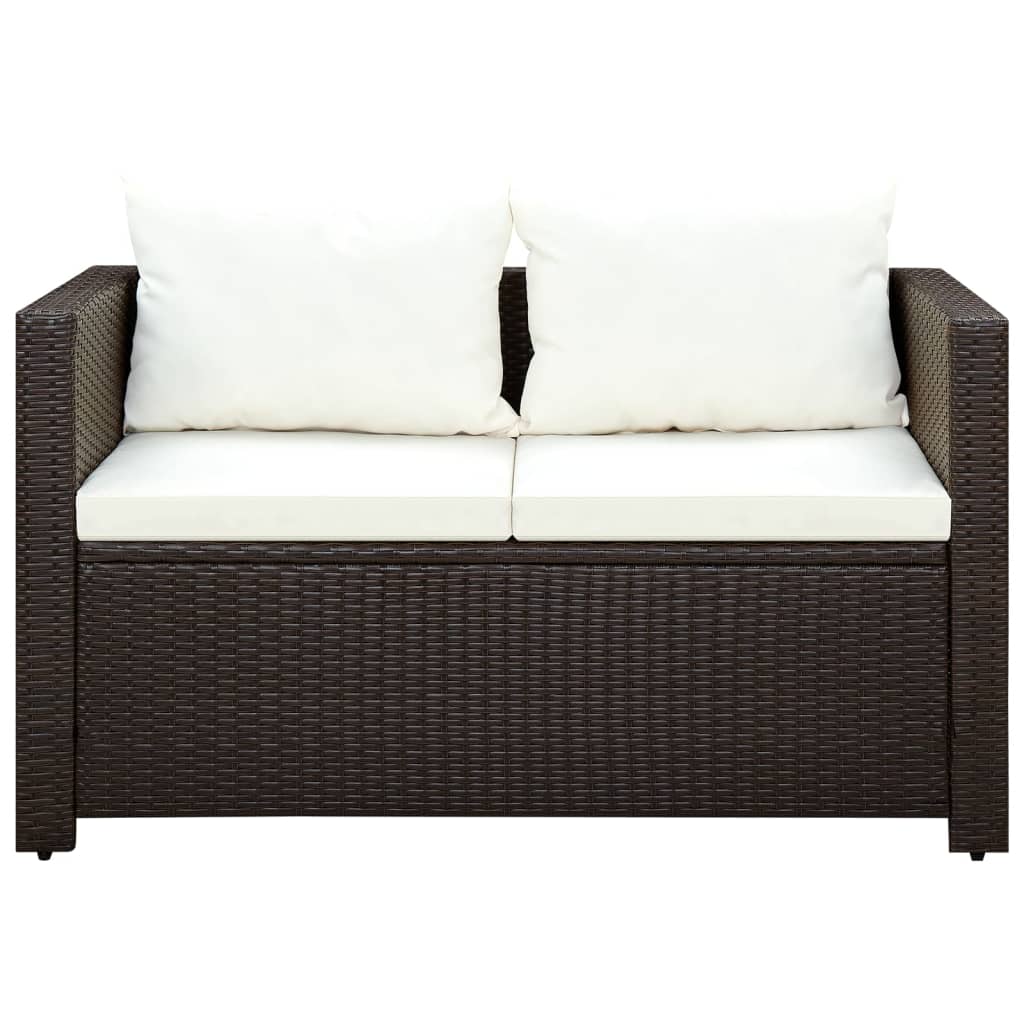 Set da Bistrot 3 pz con Cuscini in Polyrattan Marone | homemem39
