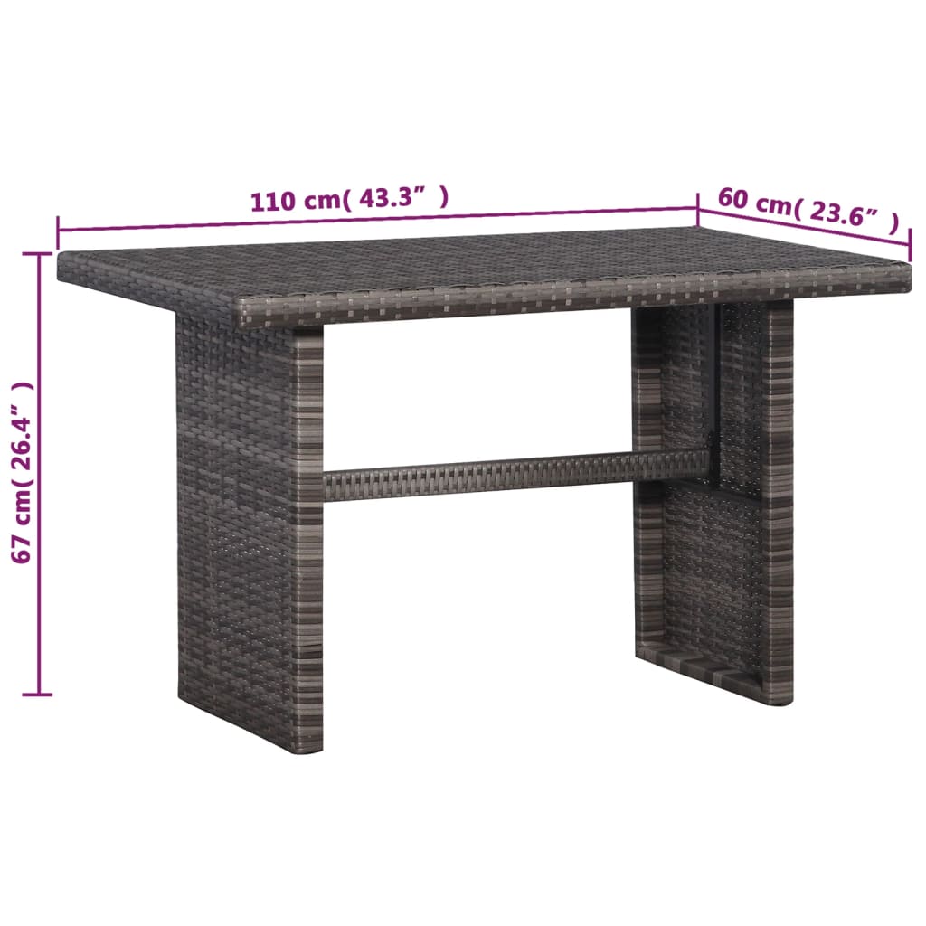 Set da Bistrot 3 pz con Cuscini in Polyrattan Grigio - homemem39