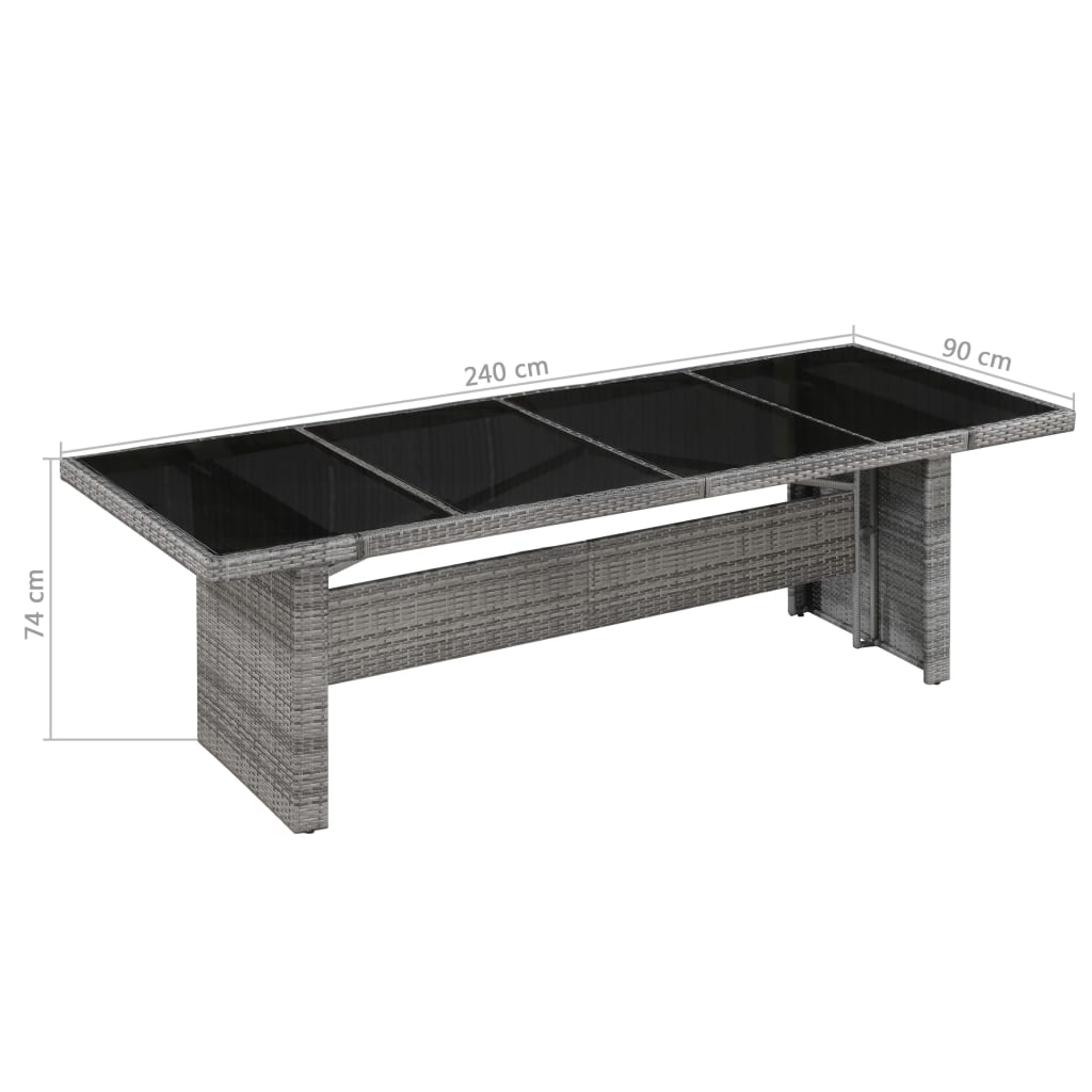 Tavolo da Giardino 240x90x74 cm in Polyrattan e Vetro | homemem39