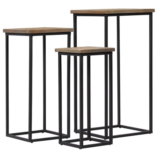 Set Tavolini per Piante 3 pz in Legno di Teak Recuperato | homemem39