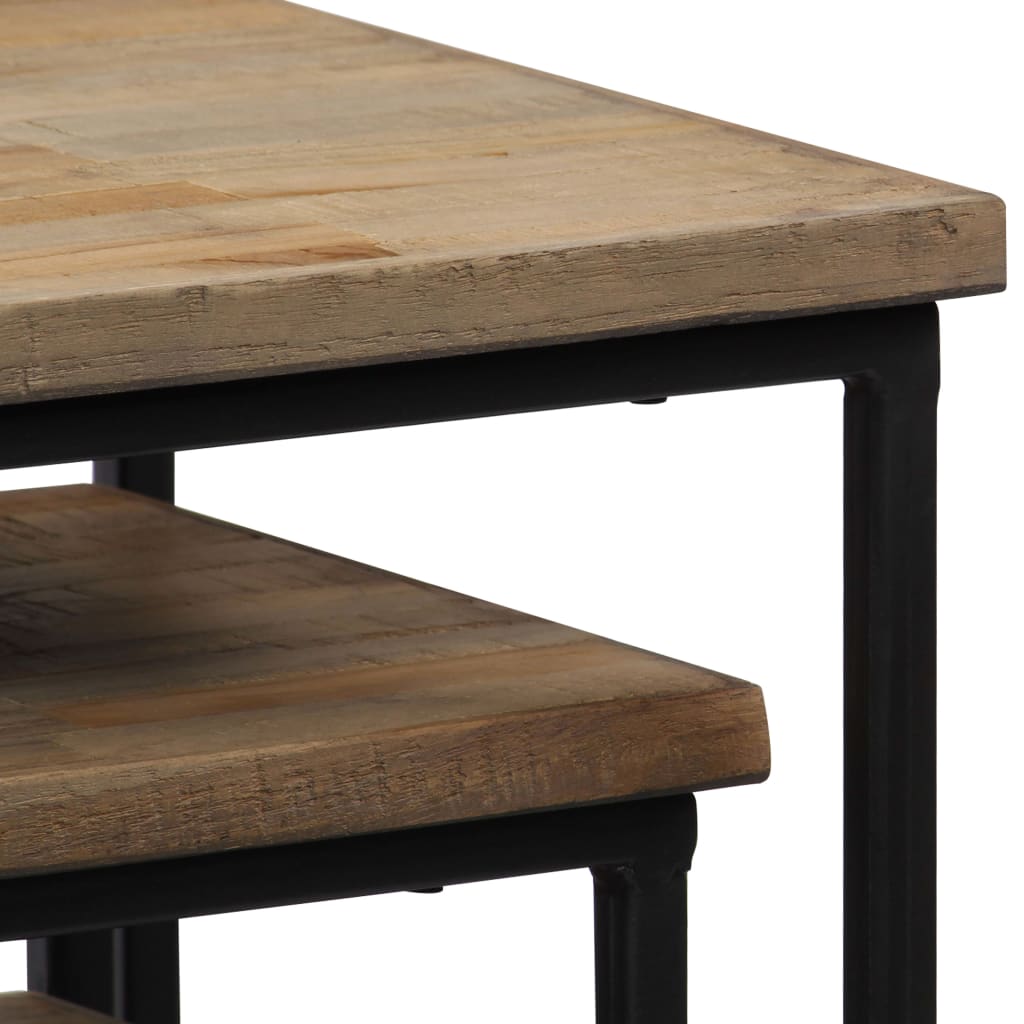 Set Tavolini per Piante 3 pz in Legno di Teak Recuperato | homemem39