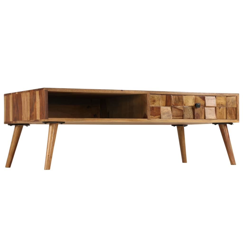 Tavolino da Caffè Legno Massello con Finitura Ambra 110x50x37cm | homemem39