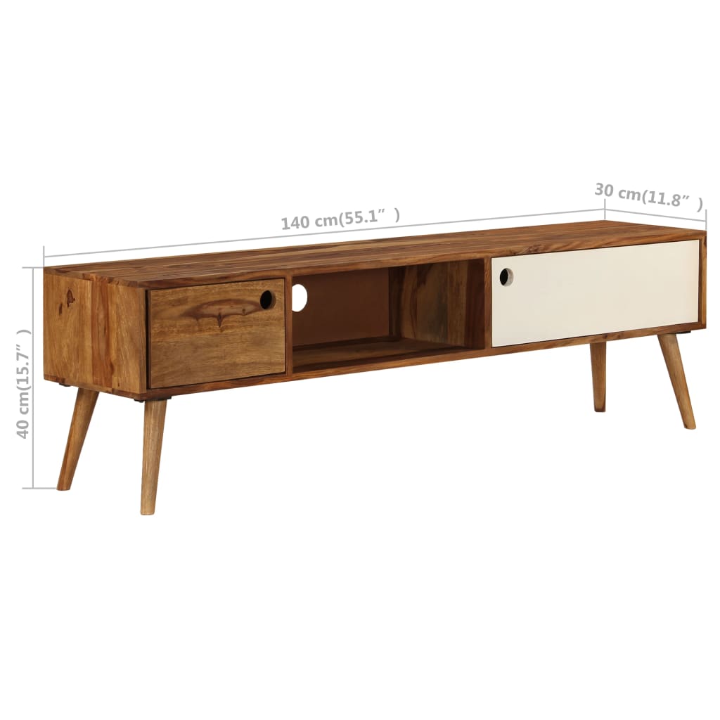 Mobile Porta TV 140x30x40cm in Legno Massello di Acacia