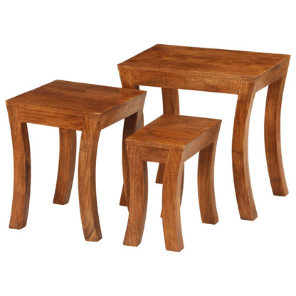 Tavolini Impilabili 3 pz Massello di Acacia 50x35x50 cm Marrone
