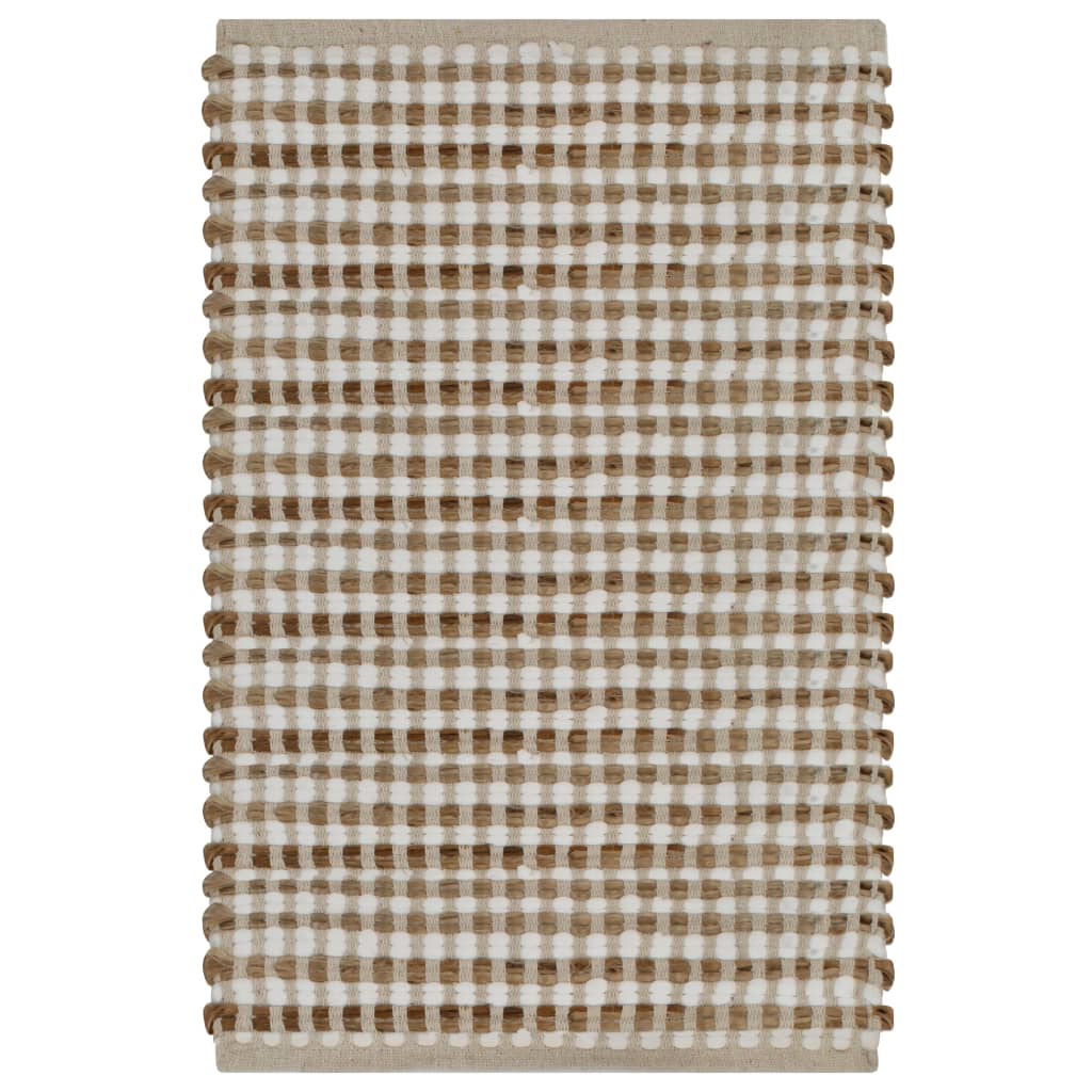 Set Tappeti in Iuta Intrecciati a Mano Naturale e Bianco | homemem39