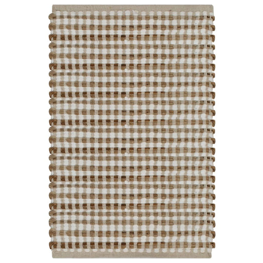 Set Tappeti in Iuta Intrecciati a Mano Naturale e Bianco | homemem39