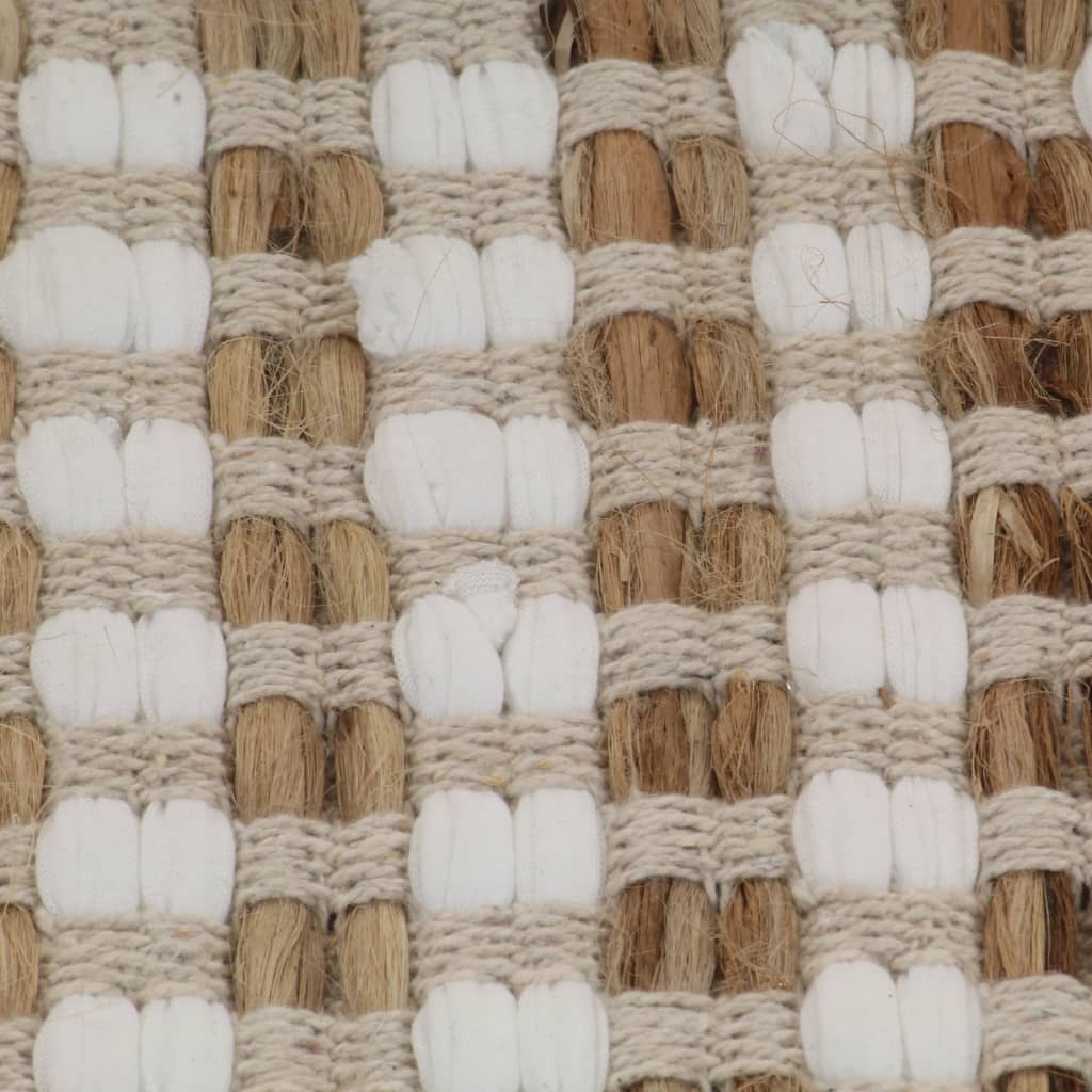 Set Tappeti in Iuta Intrecciati a Mano Naturale e Bianco | homemem39