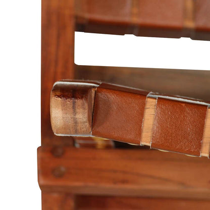 Sedia Pieghevole a Strisce Incrociate Marrone in Vera Pelle | homemem39