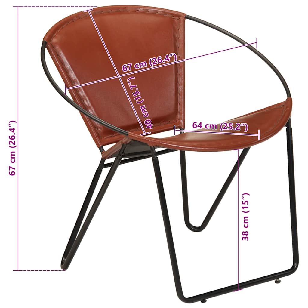 Sedia Marrone in Vera Pelle - homemem39