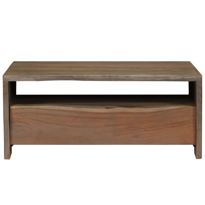 Tavolino da Caffè in Legno Massello di Acacia 90x50x40cm Grigio | homemem39