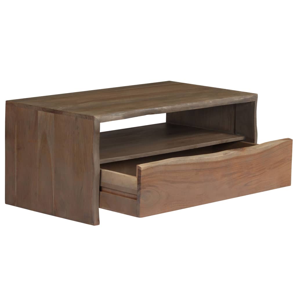 Tavolino da Caffè in Legno Massello di Acacia 90x50x40cm Grigio | homemem39