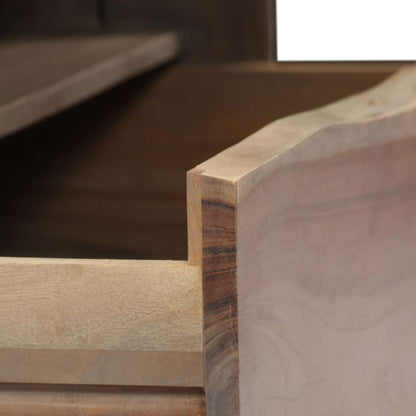 Tavolino da Caffè in Legno Massello di Acacia 90x50x40cm Grigio | homemem39