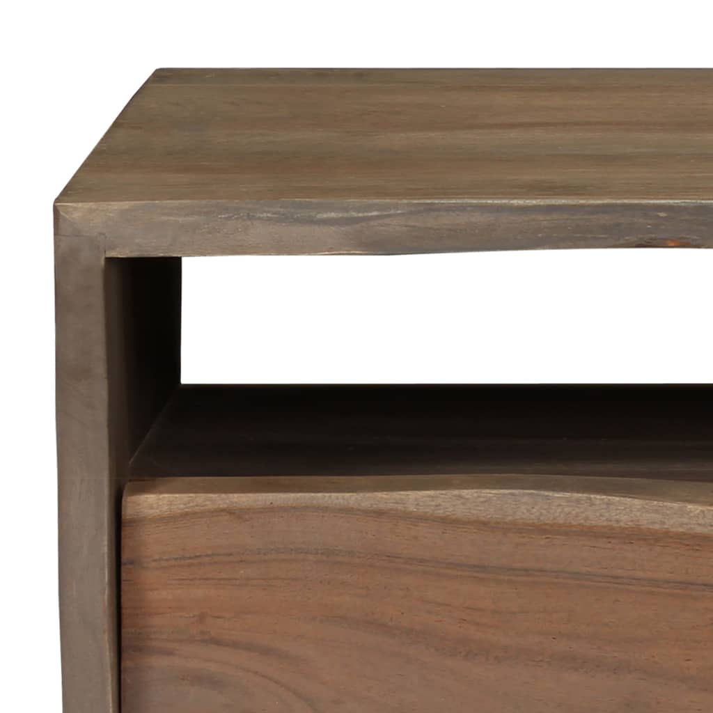 Tavolino da Caffè in Legno Massello di Acacia 90x50x40cm Grigio | homemem39