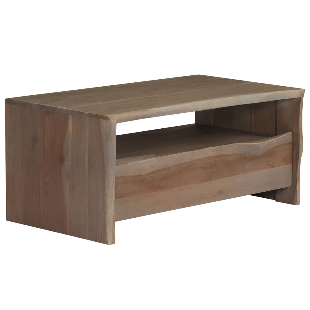 Tavolino da Caffè in Legno Massello di Acacia 90x50x40cm Grigio | homemem39