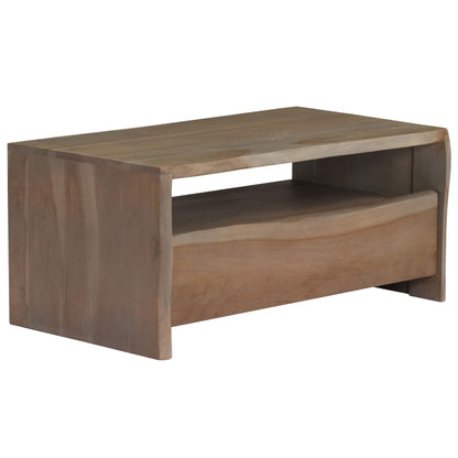 Tavolino da Caffè in Legno Massello di Acacia 90x50x40cm Grigio | homemem39