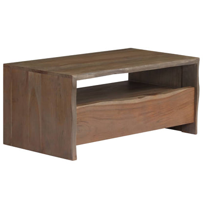 Tavolino da Caffè in Legno Massello di Acacia 90x50x40cm Grigio | homemem39