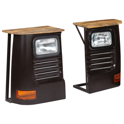 Credenza Camion in Legno Massello di Mango Grigio Scuro - homemem39