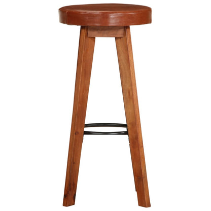 Sgabelli da Bar 2 pz in Vera Pelle e Legno Massello di Acacia - homemem39