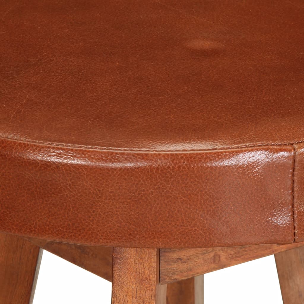 Sgabelli da Bar 2 pz in Vera Pelle e Legno Massello di Acacia | homemem39