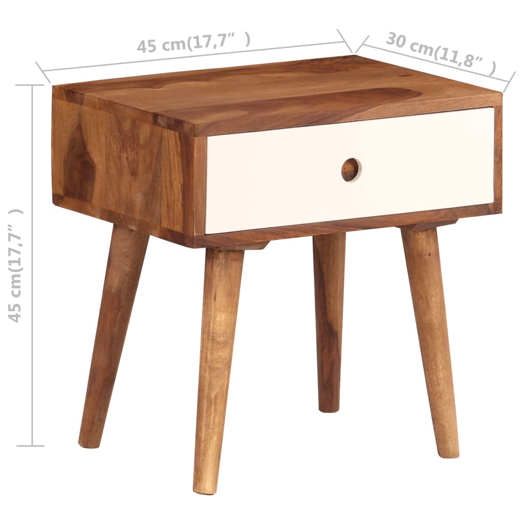 Comodino in Legno Massello di Acacia 45x30x45 cm - homemem39