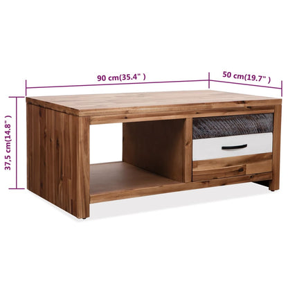 Tavolino da Salotto in Legno Massello d'Acacia 90x50x37,5 cm | homemem39