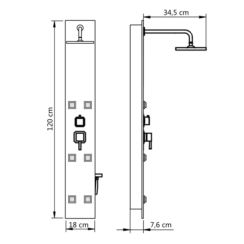 Pannello Doccia in Vetro 18x42,1x120 cm Nero - homemem39