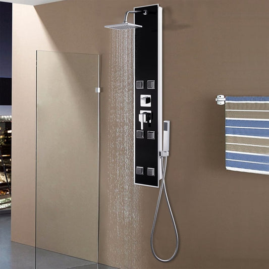 Pannello Doccia in Vetro 18x42,1x120 cm Nero - homemem39