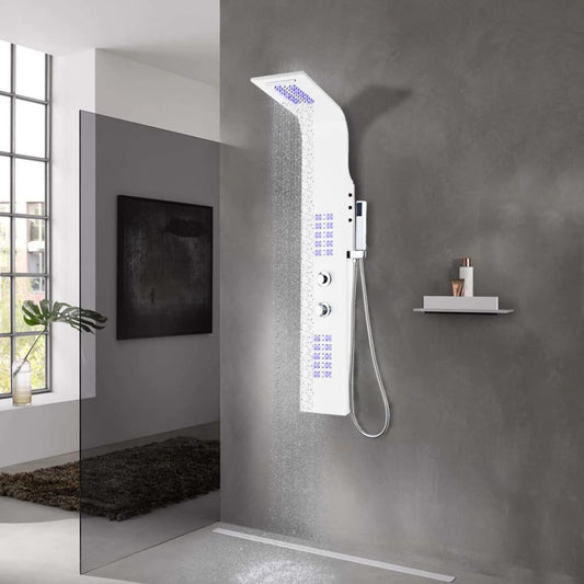 Pannello Doccia in Alluminio 20x44x130 cm Bianco - homemem39