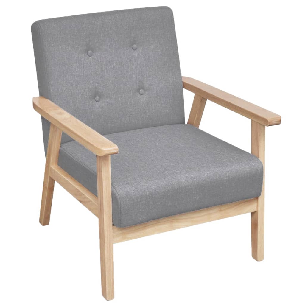 Set di Divani 3 pz in Tessuto Grigio Chiaro | homemem39