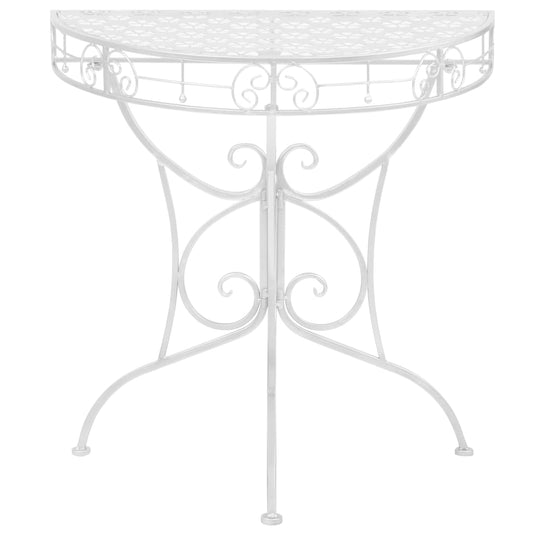 Tavolino Vintage in Metallo Semicircolare 72x36x74 cm Argento - homemem39
