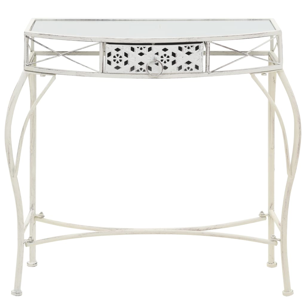 Tavolino Laterale in Stile Francese in Metallo 82x39x76 Bianco - homemem39