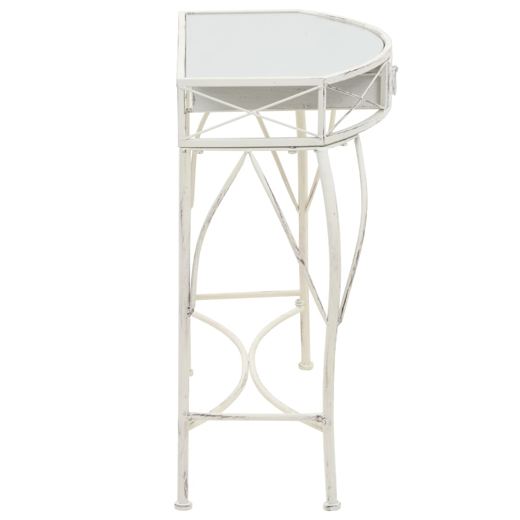 Tavolino Laterale in Stile Francese in Metallo 82x39x76 Bianco - homemem39