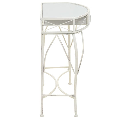 Tavolino Laterale in Stile Francese in Metallo 82x39x76 Bianco - homemem39