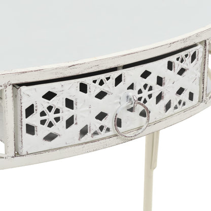 Tavolino Laterale in Stile Francese in Metallo 82x39x76 Bianco | homemem39