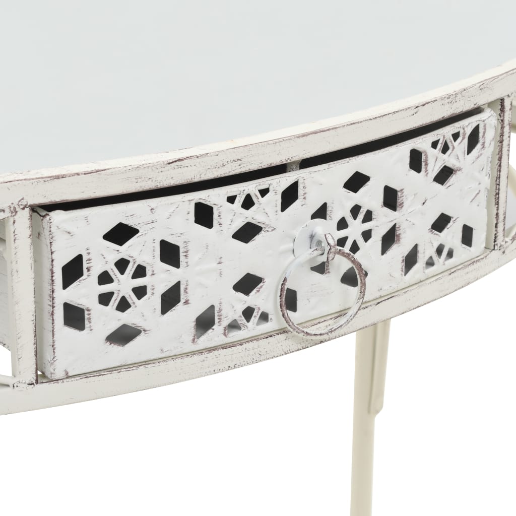 Tavolino Laterale in Stile Francese in Metallo 82x39x76 Bianco - homemem39