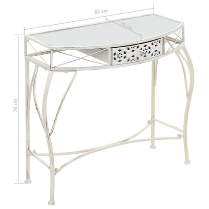 Tavolino Laterale in Stile Francese in Metallo 82x39x76 Bianco - homemem39