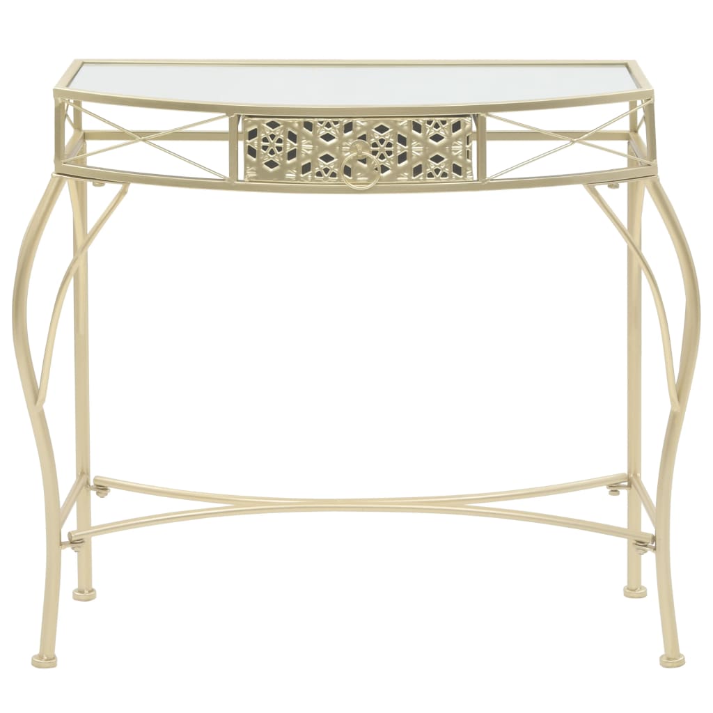 Tavolino Laterale in Stile Francese in Metallo 82x39x76 cm Oro | homemem39