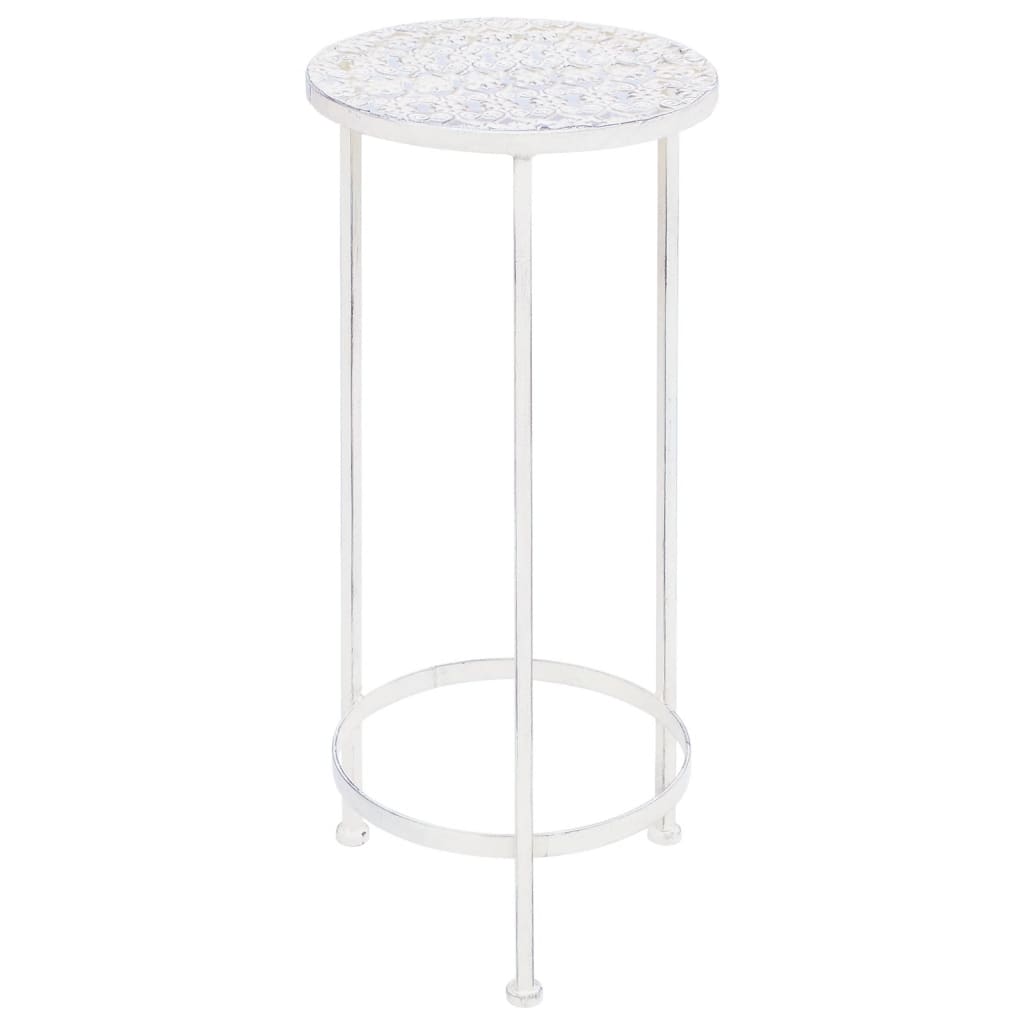 Set Piedistalli per Piante 3 pz Vintage Effetto Bianco Anticato - homemem39