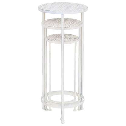 Set Piedistalli per Piante 3 pz Vintage Effetto Bianco Anticato | homemem39