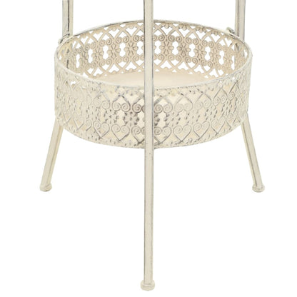 Tavolino da Bar Vintage Circolare in Metallo 40x70cm Bianco | homemem39