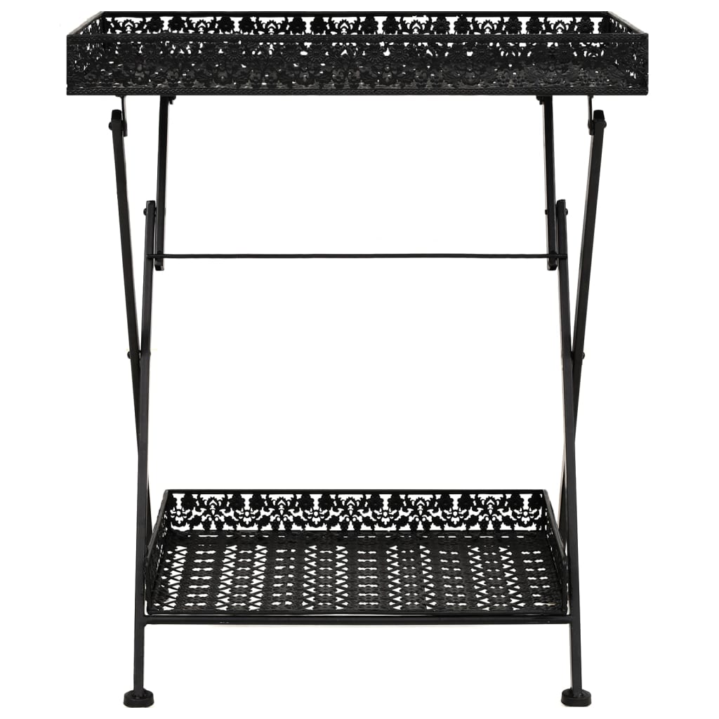Tavolo da Tè Pieghevole Vintage Metallo 58x35x72 cm Nero | homemem39