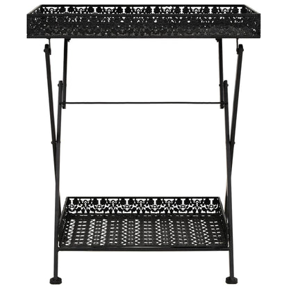 Tavolo da Tè Pieghevole Vintage Metallo 58x35x72 cm Nero | homemem39