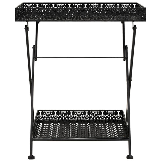 Tavolo da Tè Pieghevole Vintage Metallo 58x35x72 cm Nero - homemem39