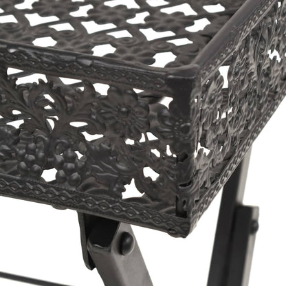 Tavolo da Tè Pieghevole Vintage Metallo 58x35x72 cm Nero | homemem39