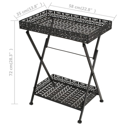 Tavolo da Tè Pieghevole Vintage Metallo 58x35x72 cm Nero | homemem39