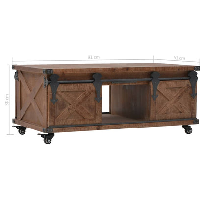 Tavolino da Salotto in Legno di Abete 91x51x38cm Marrone | homemem39