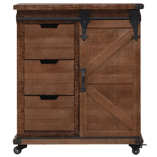 Mobiletto in Legno Massello di Abete 64x33,5x75 cm Marrone - homemem39