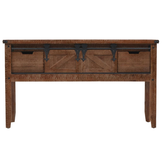 Tavolo Consolle in Massello di Abete 131x35,5x75cm Marrone - homemem39