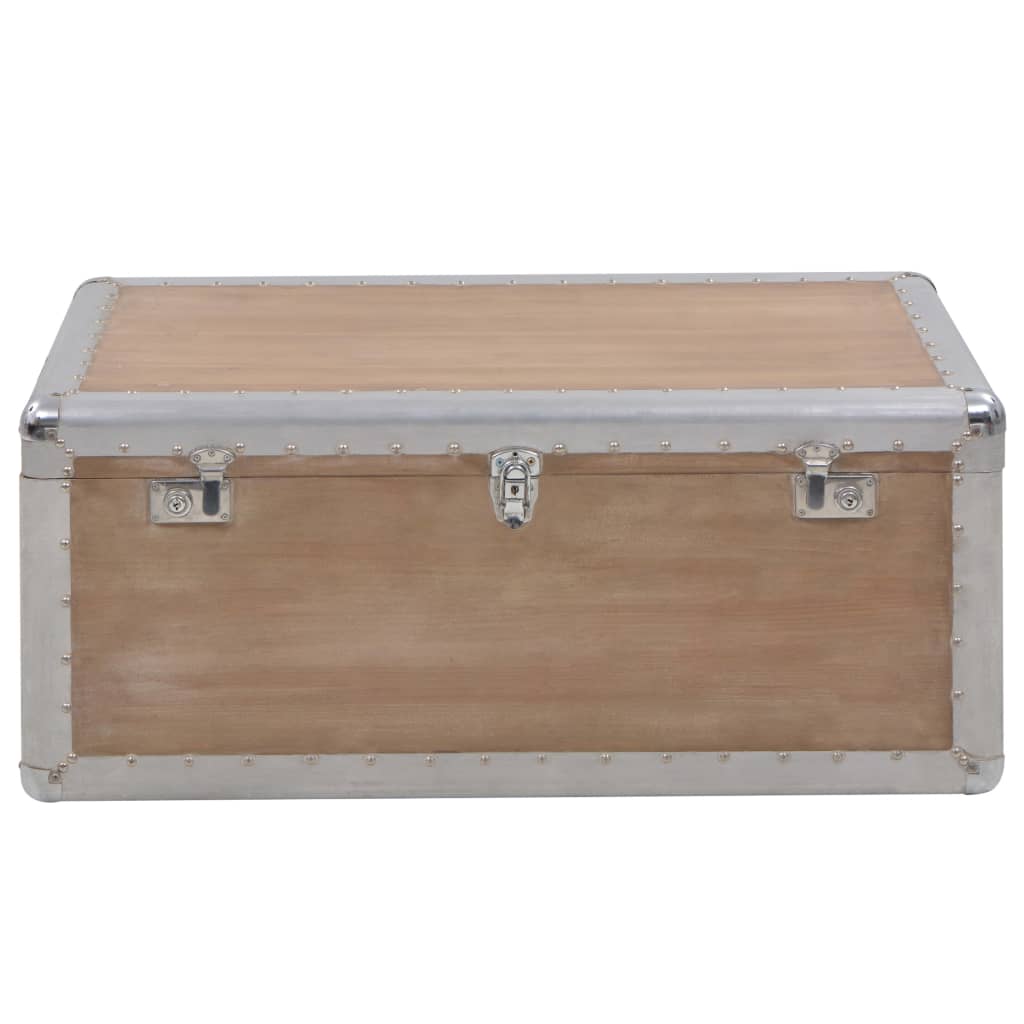 Baule Portaoggetti in Massello di Abete 91x52x40cm Marrone - homemem39